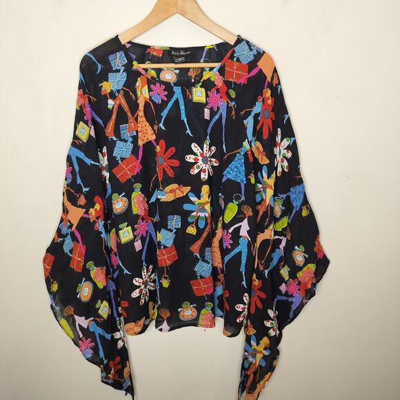 Ashley Stewart Blouse Shopping Purses Floral Sequins Beaded - Picture 1 of 10